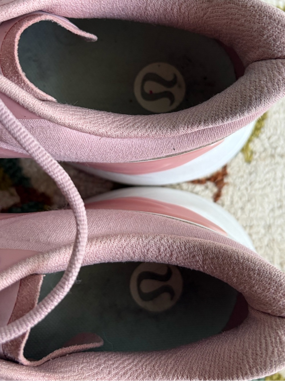 50. Size 9 LULULEMON Pink + White Lace-Up Athletic Shoes - Picture 5 of 7